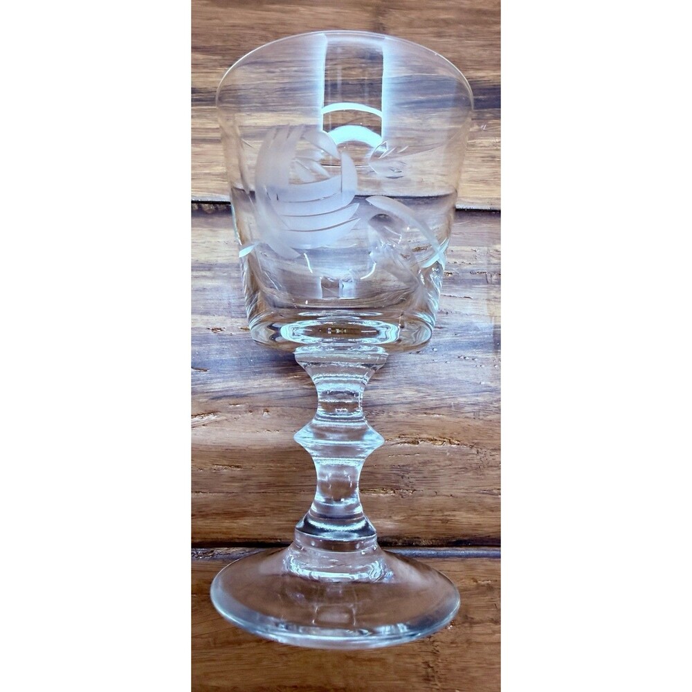 Rare VTG 1950s Fostoria Cut Rose Floral Water Wine Goblets Set of 5 MCM Elegant